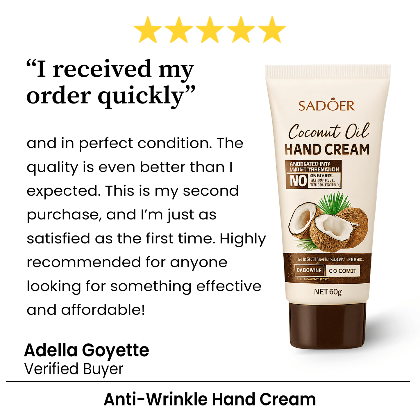 Anti-Wrinkle Hand Cream with Coconut Oil – Moisturizing Skin Care Serum