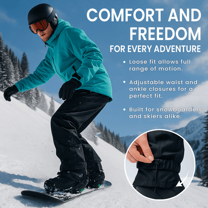 Ski Pants Waterproof Loose Fit for Men Women, Wear Resistant Ski Pants Professional Double Board Single Board