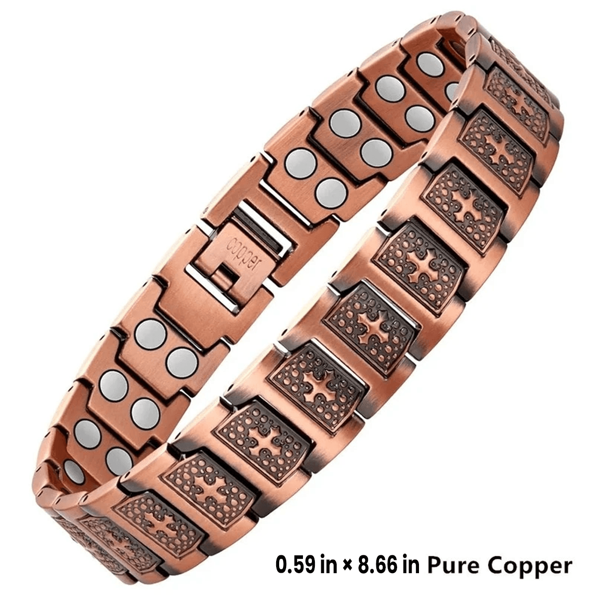 Pure Copper Magnetic Bracelet for Men with Adjustable Sizing Tool
