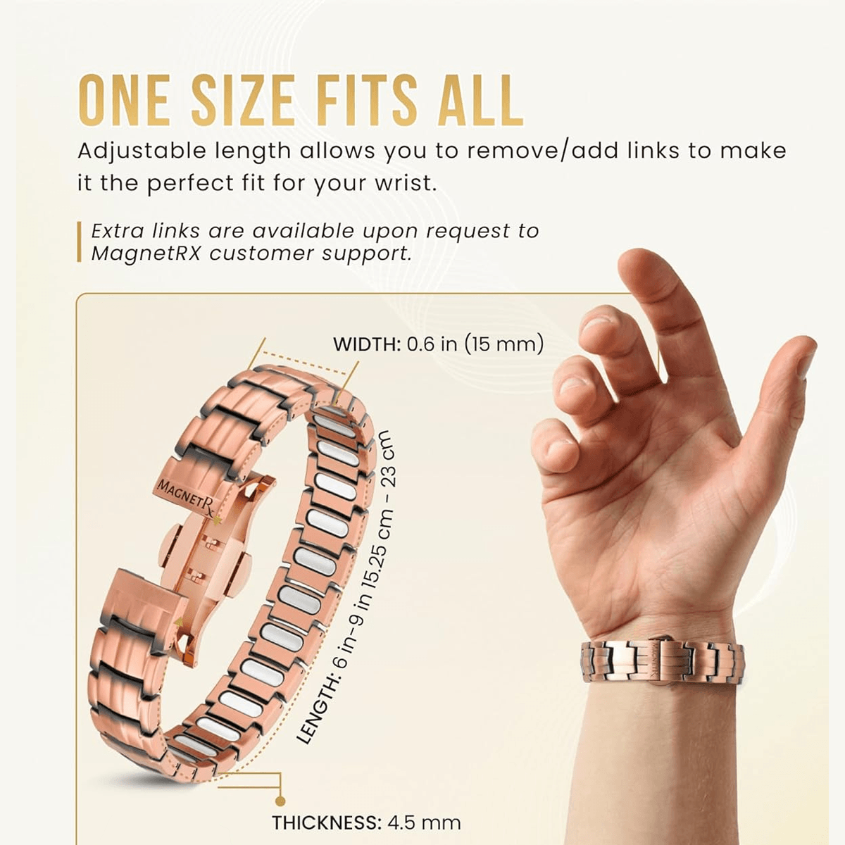 Pure Copper Magnetic Bracelet for Men with Adjustable Sizing Tool