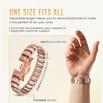 Pure Copper Magnetic Bracelet for Men with Adjustable Sizing Tool