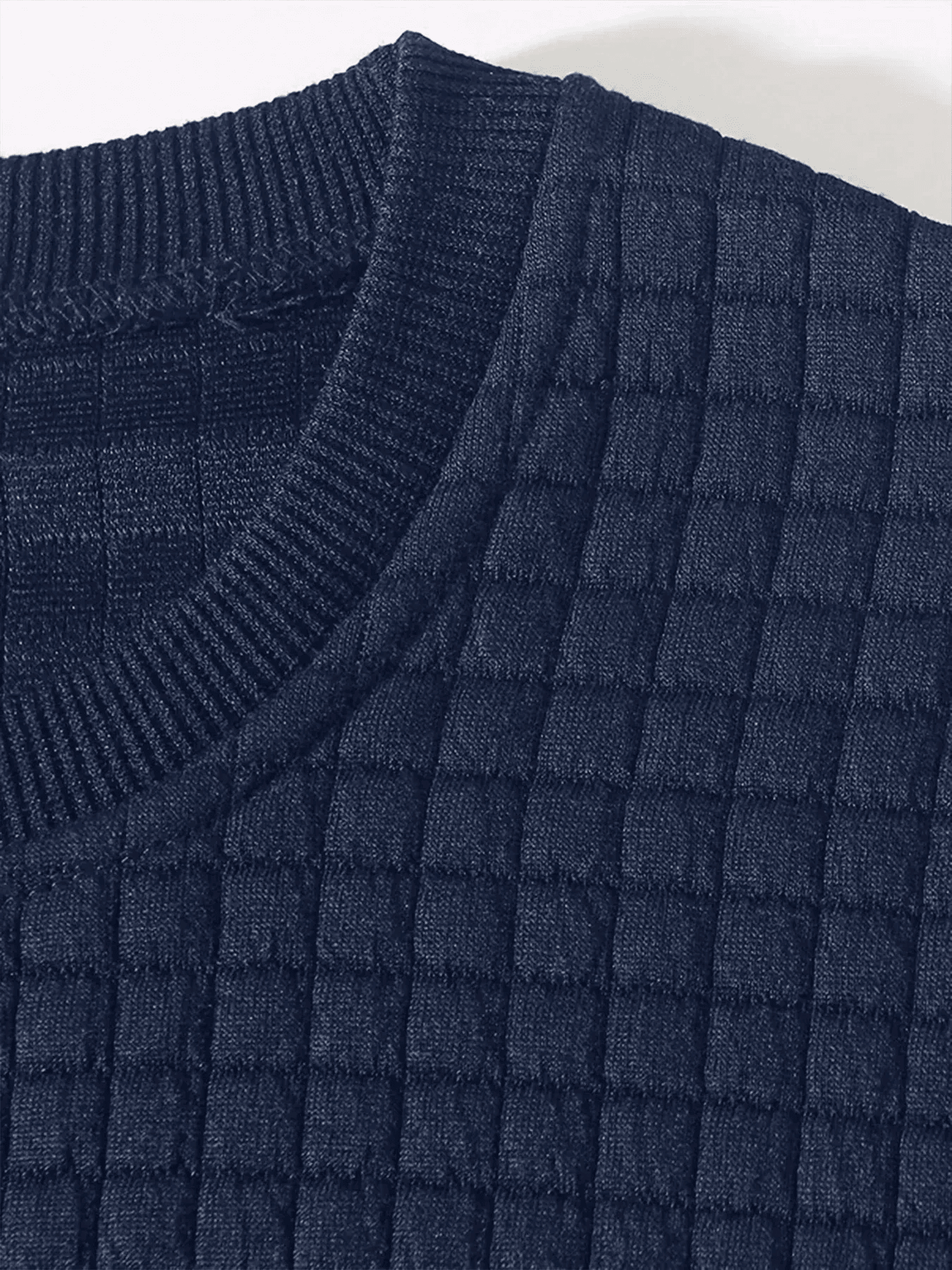 Autumn Mens Crew Neck Pullover, Solid Color Knitted Streetwear, Jacquard Check Sweatshirt Long Sleeve Warm Slim Sweaters