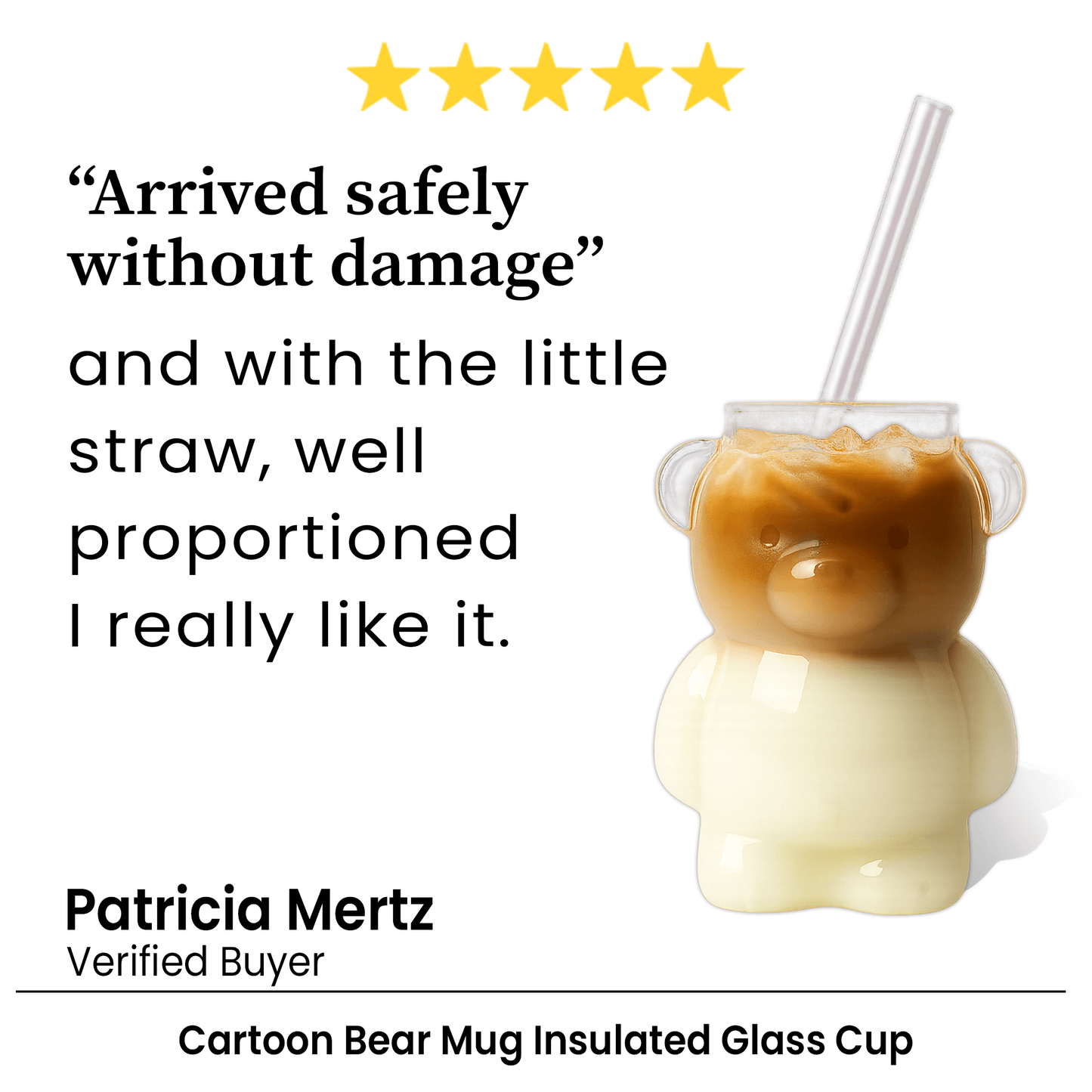 Cartoon Bear Mug Insulated Glass Cup, Perfect Birthday & Christmas Gift