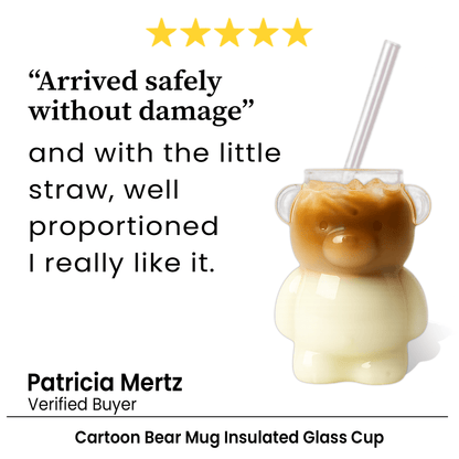Cartoon Bear Mug Insulated Glass Cup, Perfect Birthday & Christmas Gift