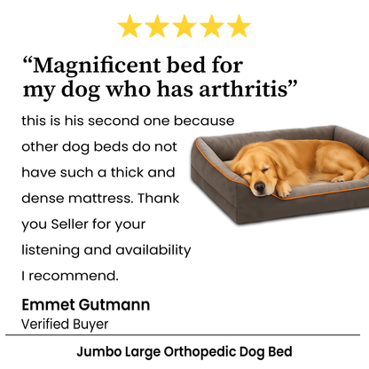 Orthopedic Dog Bed with Memory Foam, Removable Waterproof Washable Cover & Sofa Bolsters