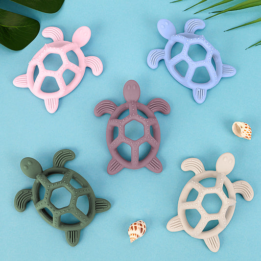 Cartoon Baby Silicone Teether, Food Grade Silicone Turtle, DIY Rodent Teeth Toy for Babies