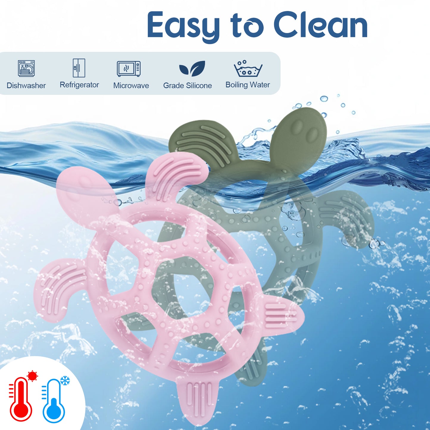Cartoon Baby Silicone Teether, Food Grade Silicone Turtle, DIY Rodent Teeth Toy for Babies