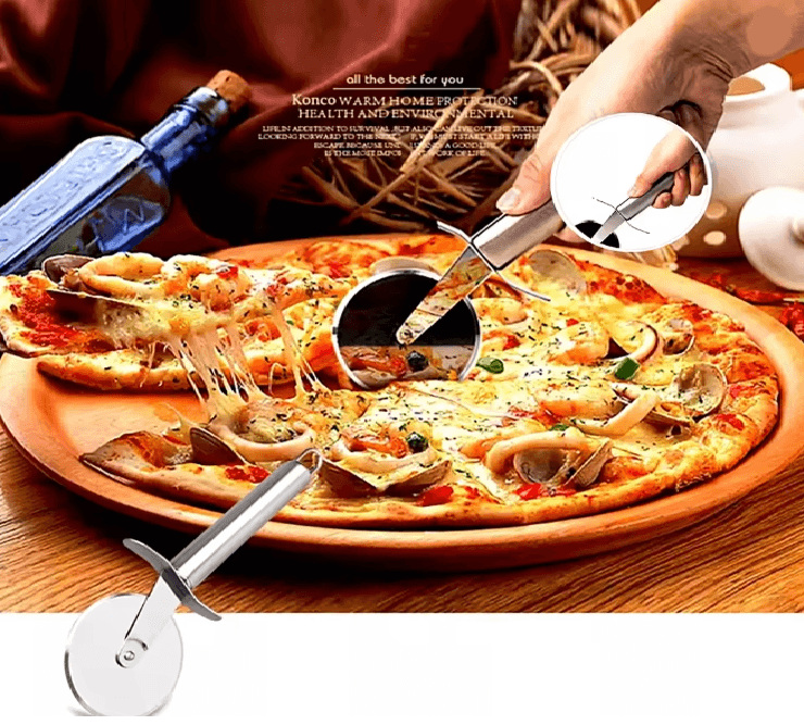 Stainless Steel Kitchen Pizza Cutter Wheel and Server