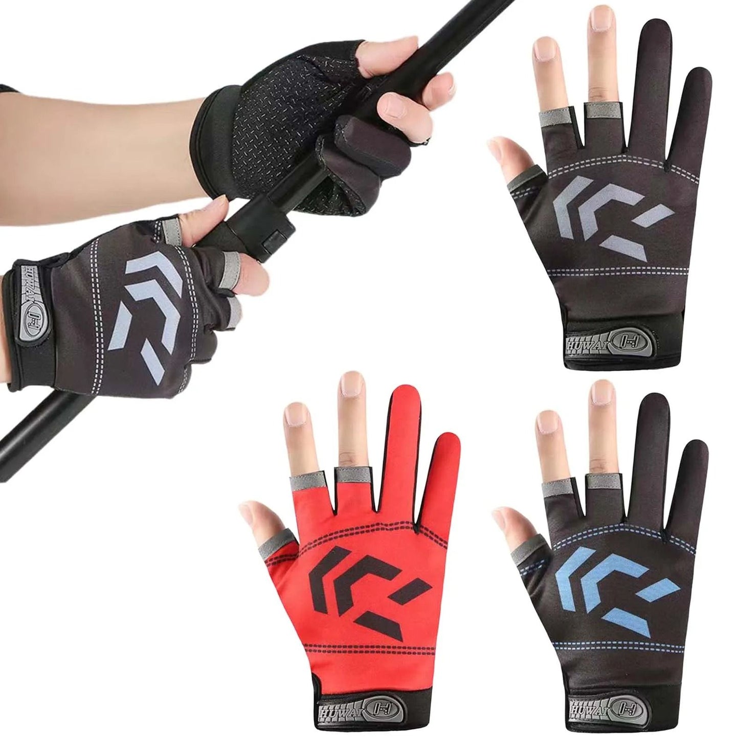 Three Finger Cut Fishing Gloves for Sun Protection and Grip