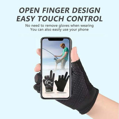 Three Finger Cut Fishing Gloves for Sun Protection and Grip