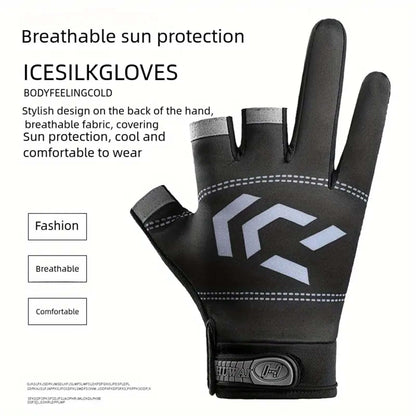 Three Finger Cut Fishing Gloves for Sun Protection and Grip