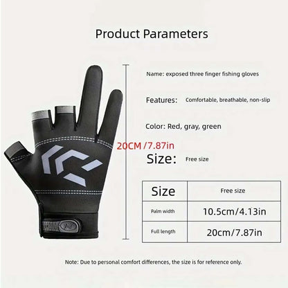 Three Finger Cut Fishing Gloves for Sun Protection and Grip