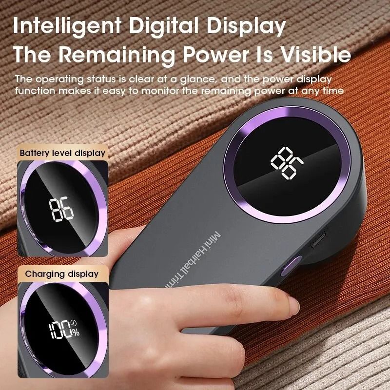 Electric Lint Remover LED Digital Fabric Shaver Rechargeable Fuzz Cleaner