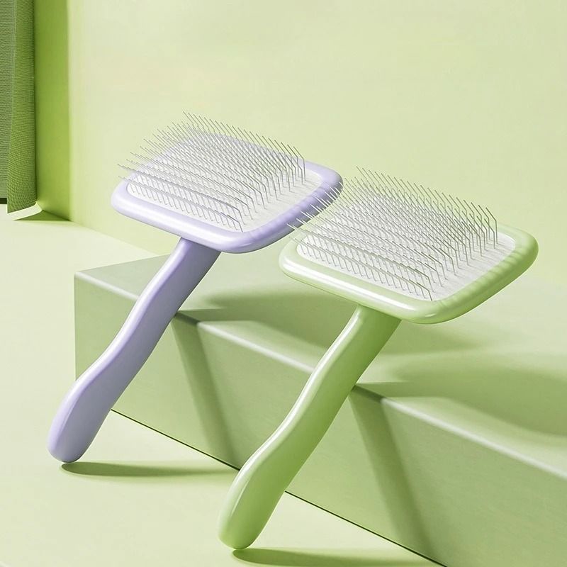 Dog and Cat Grooming Brush Stainless Steel Pet Hair Remover with Comfort Handle