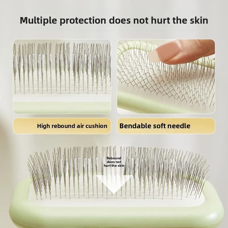 Dog and Cat Grooming Brush Stainless Steel Pet Hair Remover with Comfort Handle