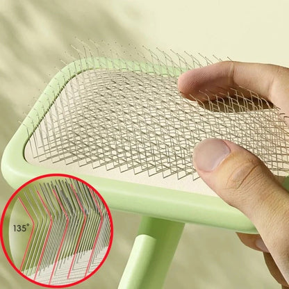 Dog and Cat Grooming Brush Stainless Steel Pet Hair Remover with Comfort Handle