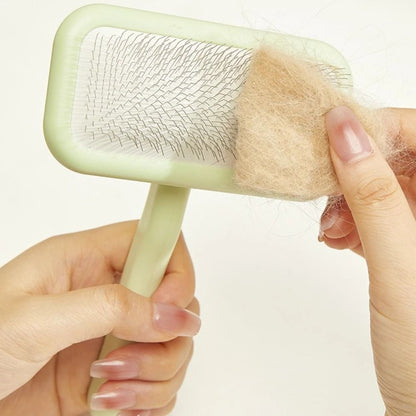 Dog and Cat Grooming Brush Stainless Steel Pet Hair Remover with Comfort Handle