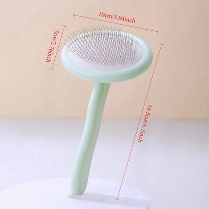 Dog and Cat Grooming Brush Stainless Steel Pet Hair Remover with Comfort Handle