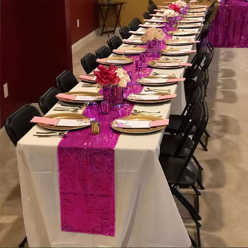 Glitter Shine Sequin Table Runner 30by180 cm – Sparkling Party & Wedding Table Decor