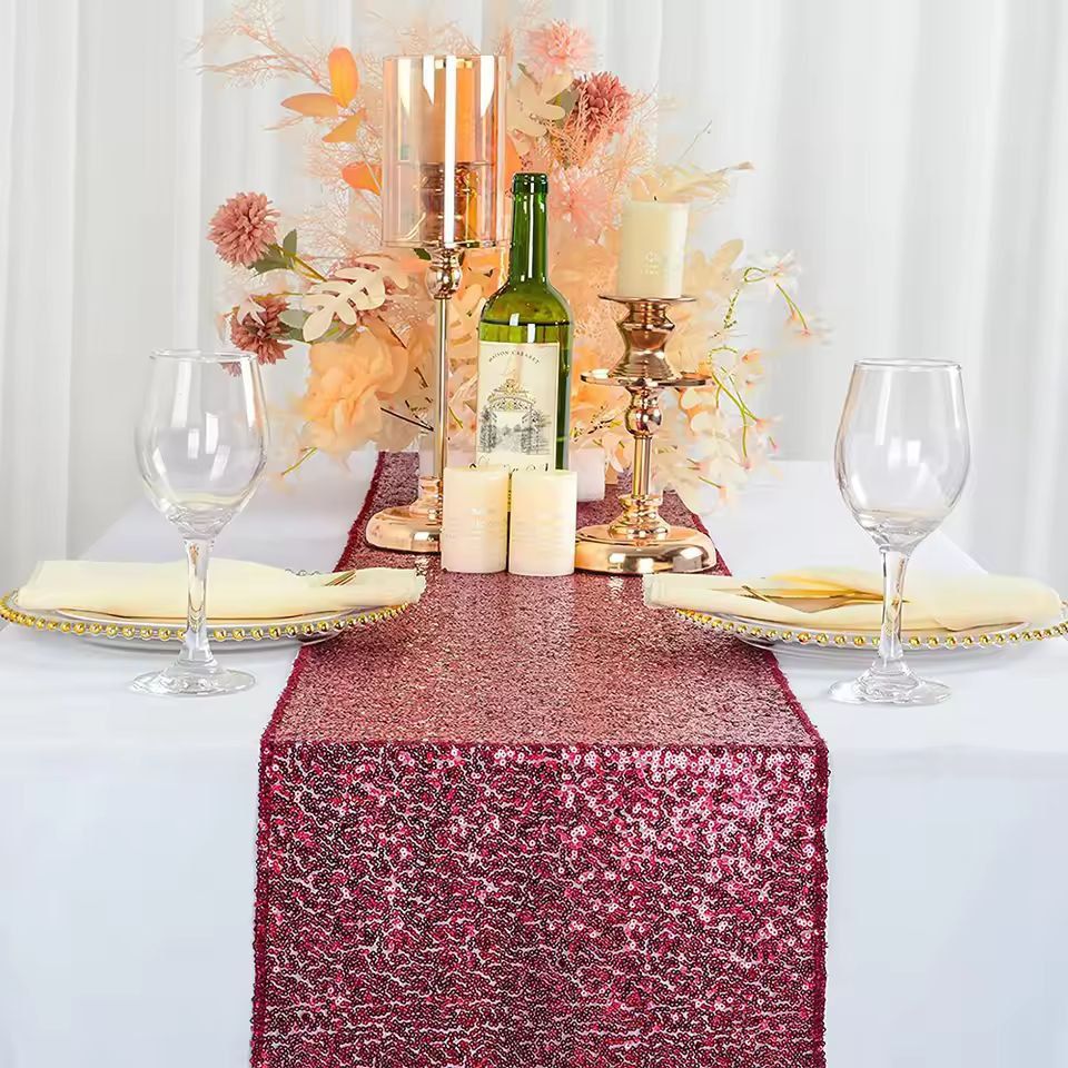 Glitter Shine Sequin Table Runner 30by180 cm – Sparkling Party & Wedding Table Decor