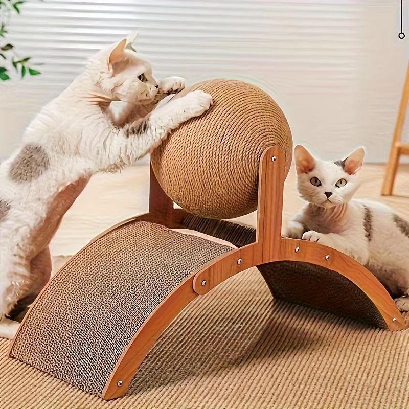 Vertical Cat Scratching Ball & Board Toy With Corrugated Column
