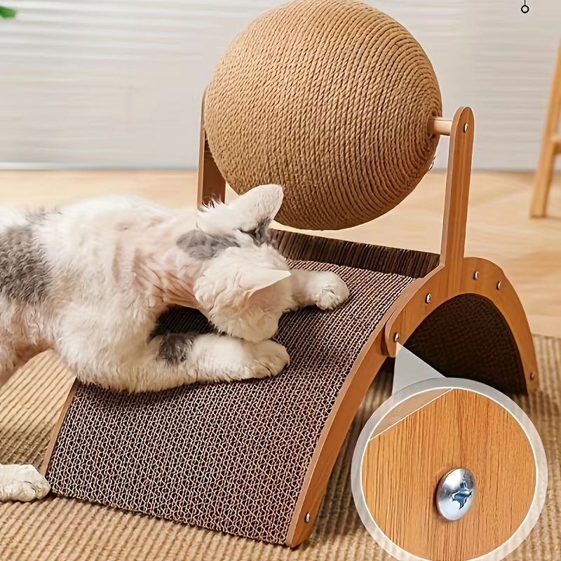 Vertical Cat Scratching Ball & Board Toy With Corrugated Column