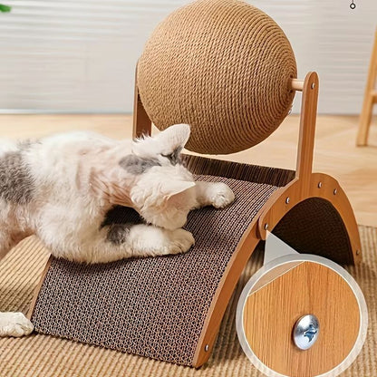 Vertical Cat Scratching Ball & Board Toy With Corrugated Column