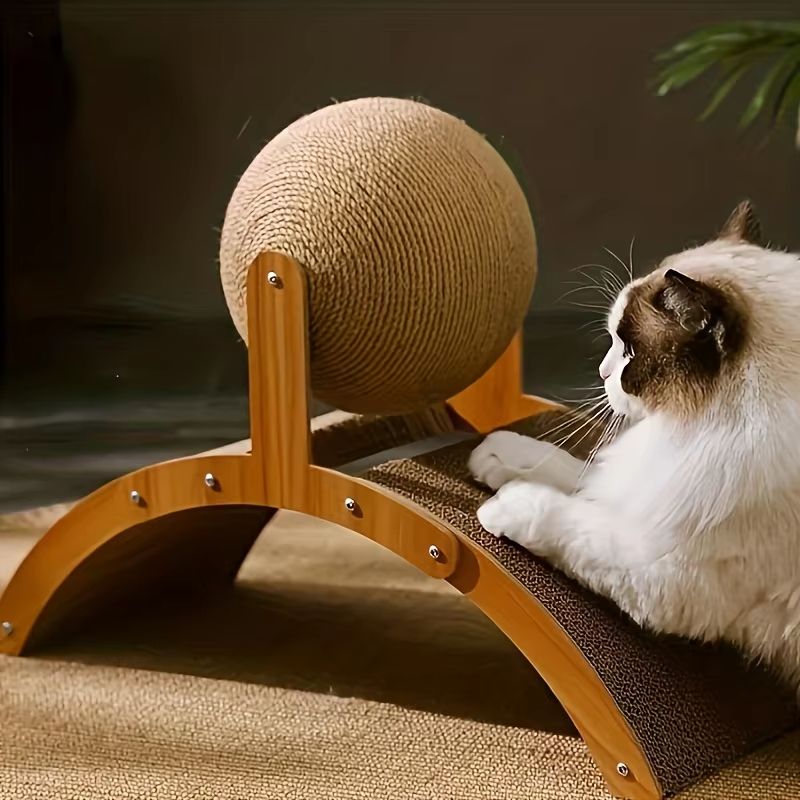 Vertical Cat Scratching Ball & Board Toy With Corrugated Column