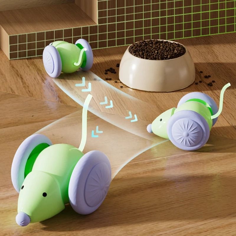 Interactive Electric Cat Mouse Car Rechargeable Automatic Teaser Toy