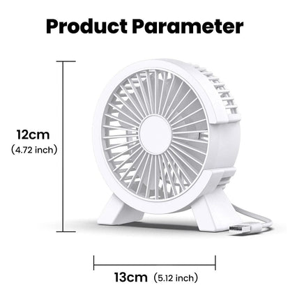 Mini USB Rechargeable Table Fan Portable Small Desktop Fan for Home and Office