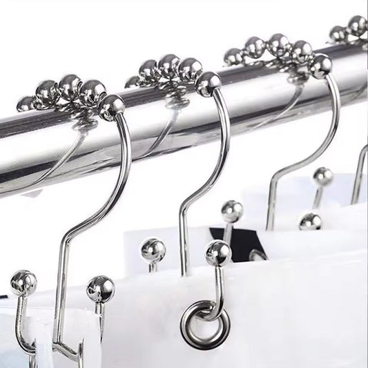 Premium Double-Sided Shower Curtain Hooks – Smooth-Glide Metal Rings for Easy Bathroom Curtain Hanging