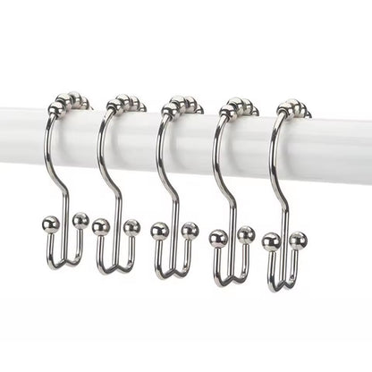Premium Double-Sided Shower Curtain Hooks – Smooth-Glide Metal Rings for Easy Bathroom Curtain Hanging