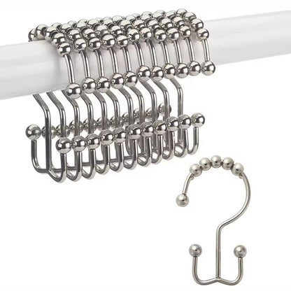 Premium Double-Sided Shower Curtain Hooks – Smooth-Glide Metal Rings for Easy Bathroom Curtain Hanging
