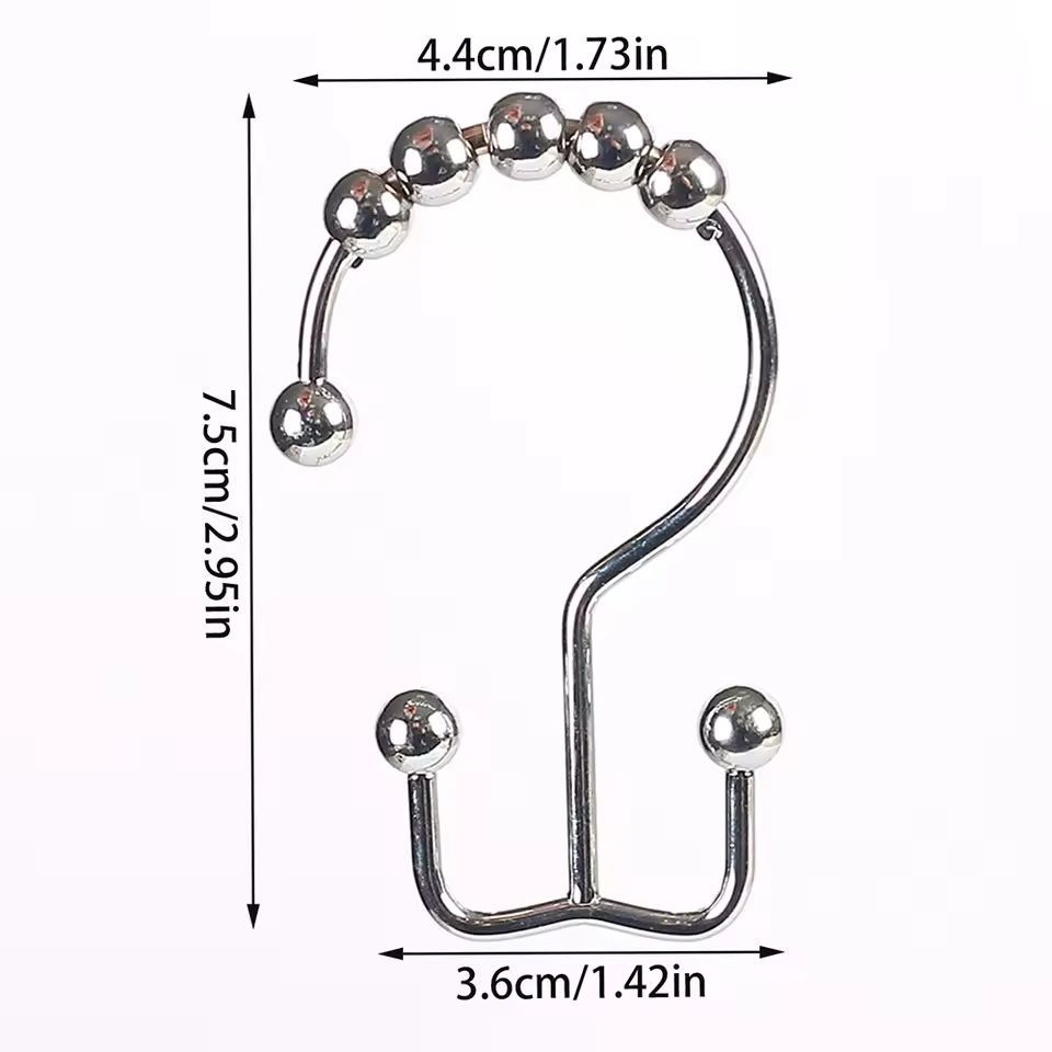 Premium Double-Sided Shower Curtain Hooks – Smooth-Glide Metal Rings for Easy Bathroom Curtain Hanging