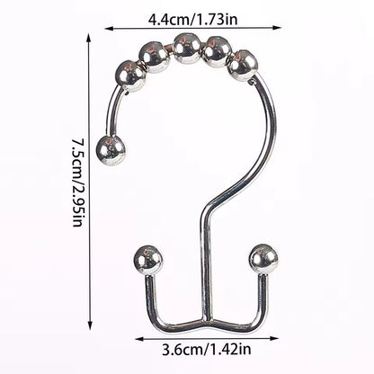 Premium Double-Sided Shower Curtain Hooks – Smooth-Glide Metal Rings for Easy Bathroom Curtain Hanging