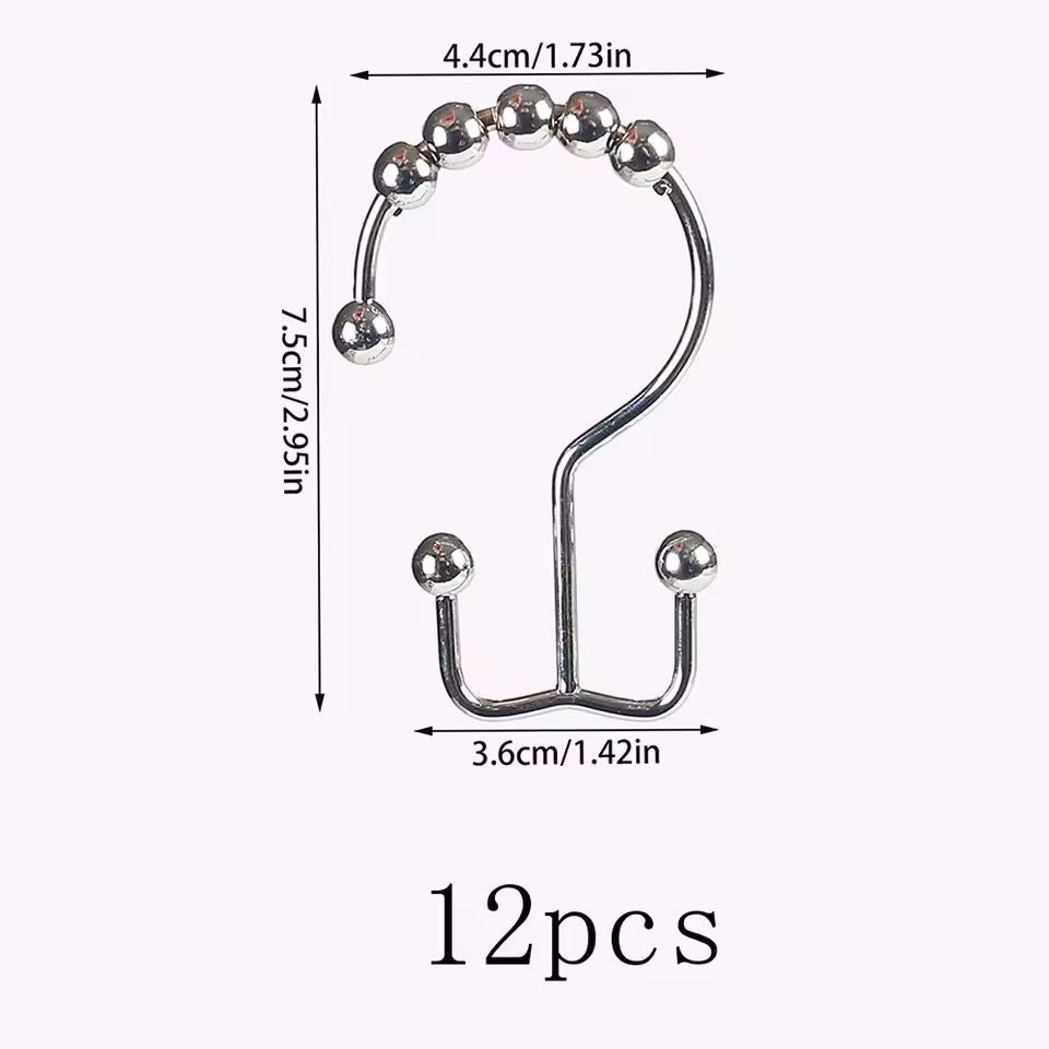 Premium Double-Sided Shower Curtain Hooks – Smooth-Glide Metal Rings for Easy Bathroom Curtain Hanging