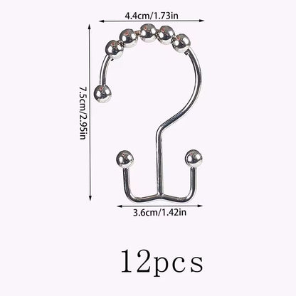 Premium Double-Sided Shower Curtain Hooks – Smooth-Glide Metal Rings for Easy Bathroom Curtain Hanging