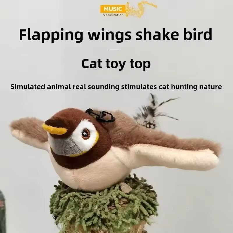 Interactive Plush Cat Toy Rechargeable Chirping Bird with Catnip for Indoor Play