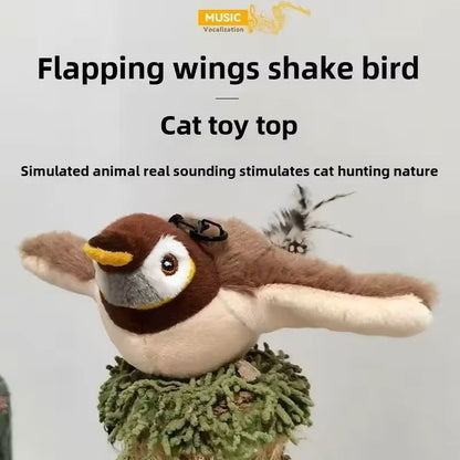 Interactive Plush Cat Toy Rechargeable Chirping Bird with Catnip for Indoor Play