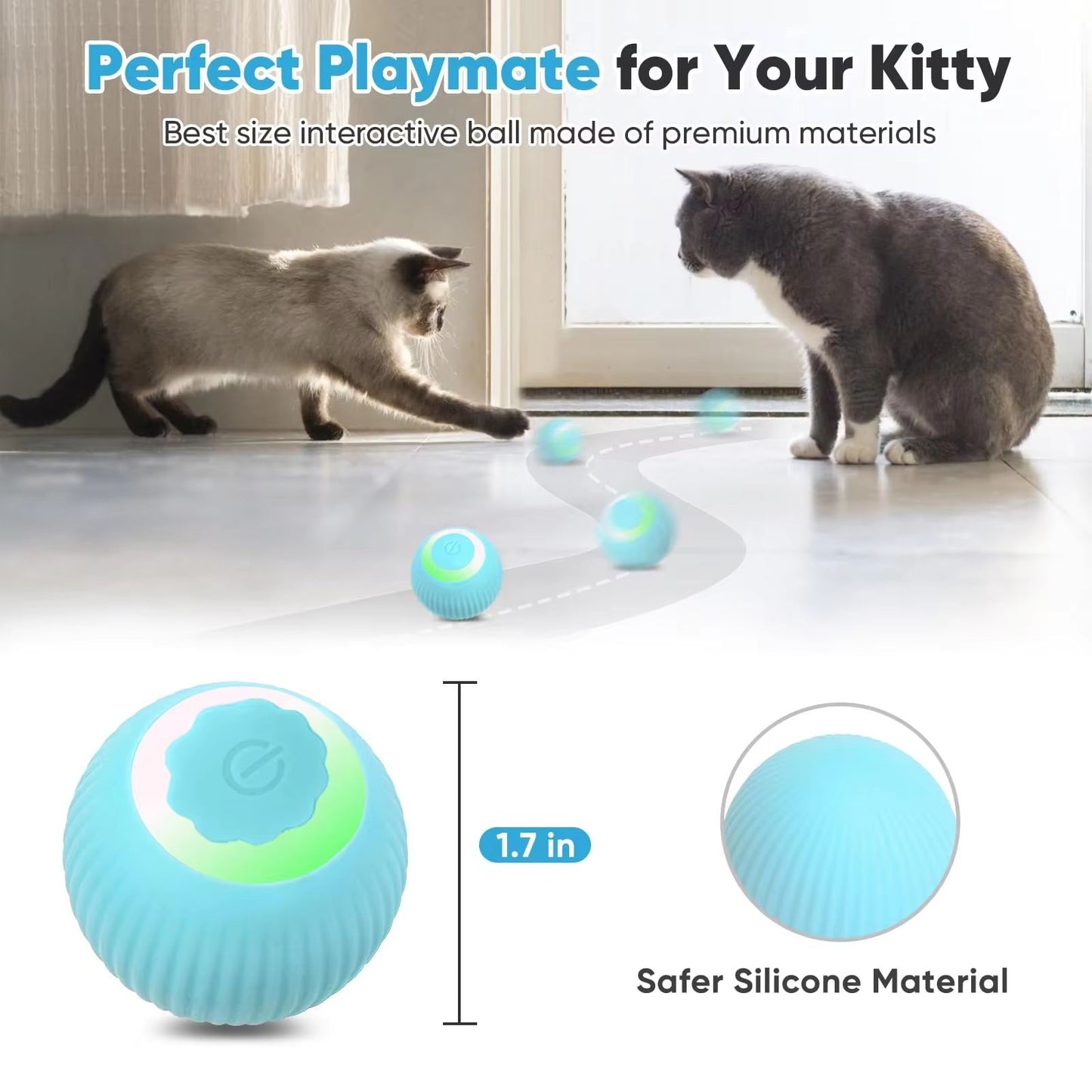 USB Rechargeable Smart Rolling Cat Ball – Automatic Interactive Toy For Indoor Cats