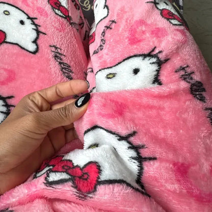 Home pajamas trousers casual set, pajamas cartoon couple walking, Hello Kitty pajamas anime women's lounge homewear
