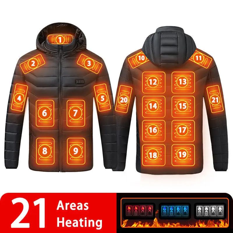 Heated Jacket for Men with 21 Heating Zones USB Winter Coat