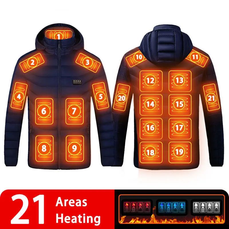Heated Jacket for Men with 21 Heating Zones USB Winter Coat