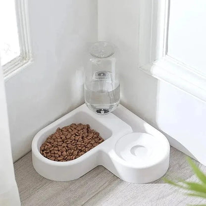 Pet Feeding Station with Double Bowls and Water Dispenser