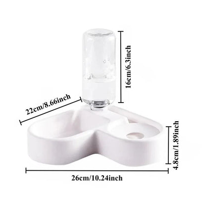 Pet Feeding Station with Double Bowls and Water Dispenser