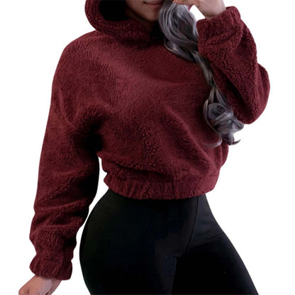 Cute Loose Hoodie With Bear Ears, Winter Korean Fashion, Fluffy Hooded Warm Sweatshirt, Solid Long Sleeve Top For Women
