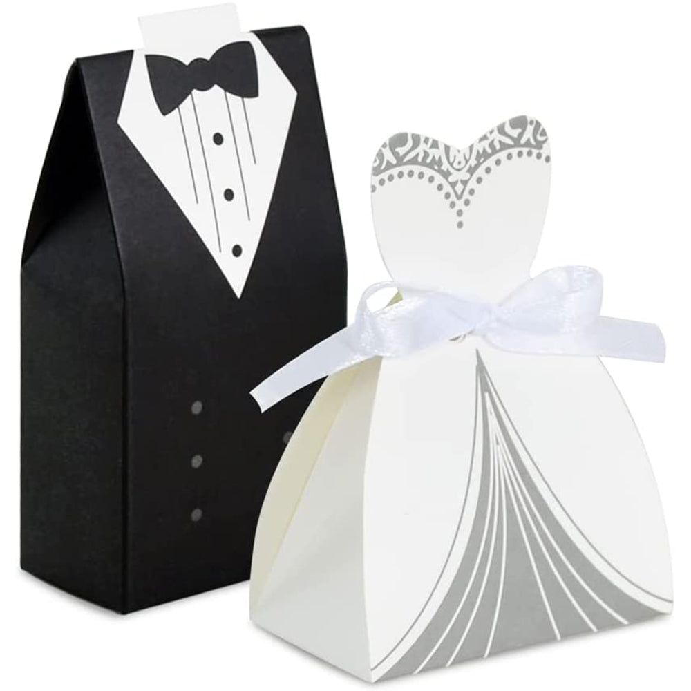 Tuxedo Wedding Dress Candy Boxes, Bride and Groom Packaging, Bridal Shower Party Supplies