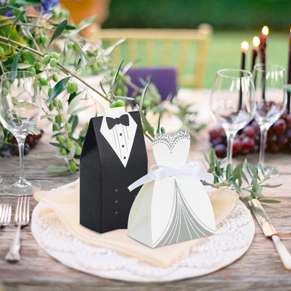 Tuxedo Wedding Dress Candy Boxes, Bride and Groom Packaging, Bridal Shower Party Supplies