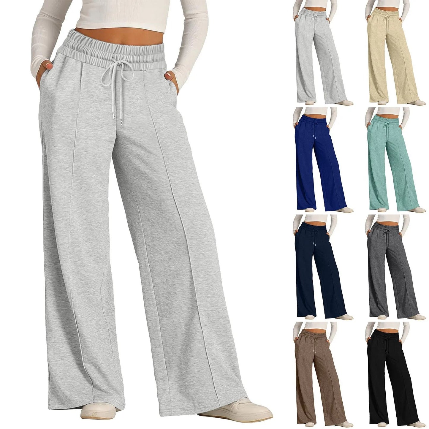 Womens Summer Tie Strap Wide Leg Jumpsuit Stretchy Casual Loose Pants