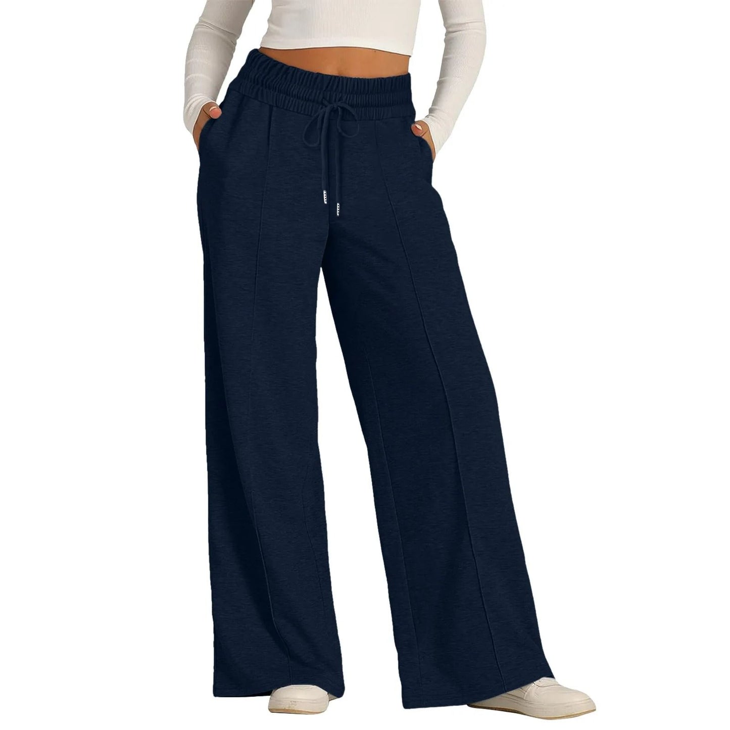 Womens Summer Tie Strap Wide Leg Jumpsuit Stretchy Casual Loose Pants